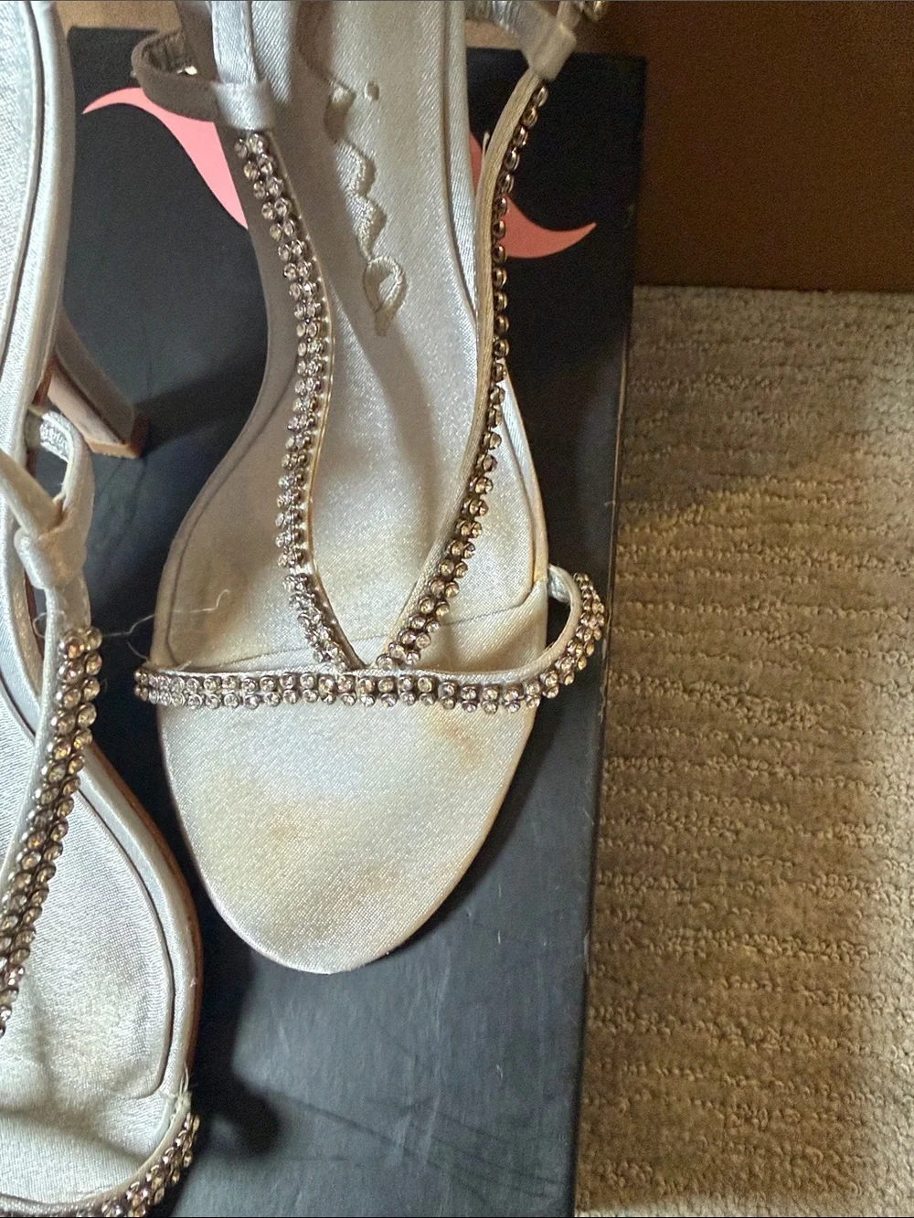 Nina Silver Rhinestone Slingback Heels